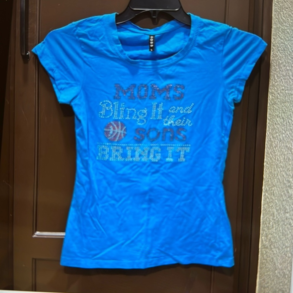 Custom cap sleeve T-shirt with rhinestones, run small